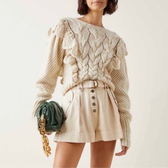 NWT Ulla Johnson Cream Colored Romina Ruffled Wool Sweater - Picture 2 of 8